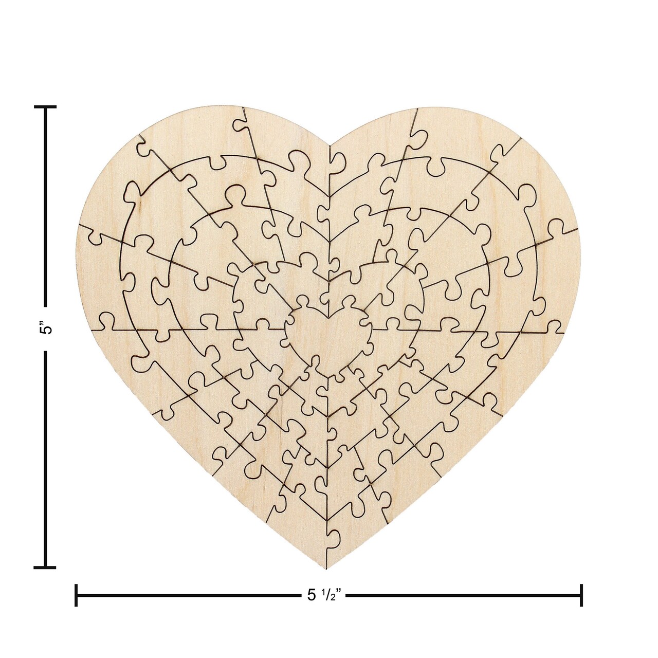 Leisure Arts Wood Puzzle Small Heart 55 pieces 5.5"x 5.25" Blank Puzzles, Make Your Own puzzle, Blank Puzzle Pieces Blank Wooden Puzzles DIY Jigsaw Puzzles, blank puzzles to draw on